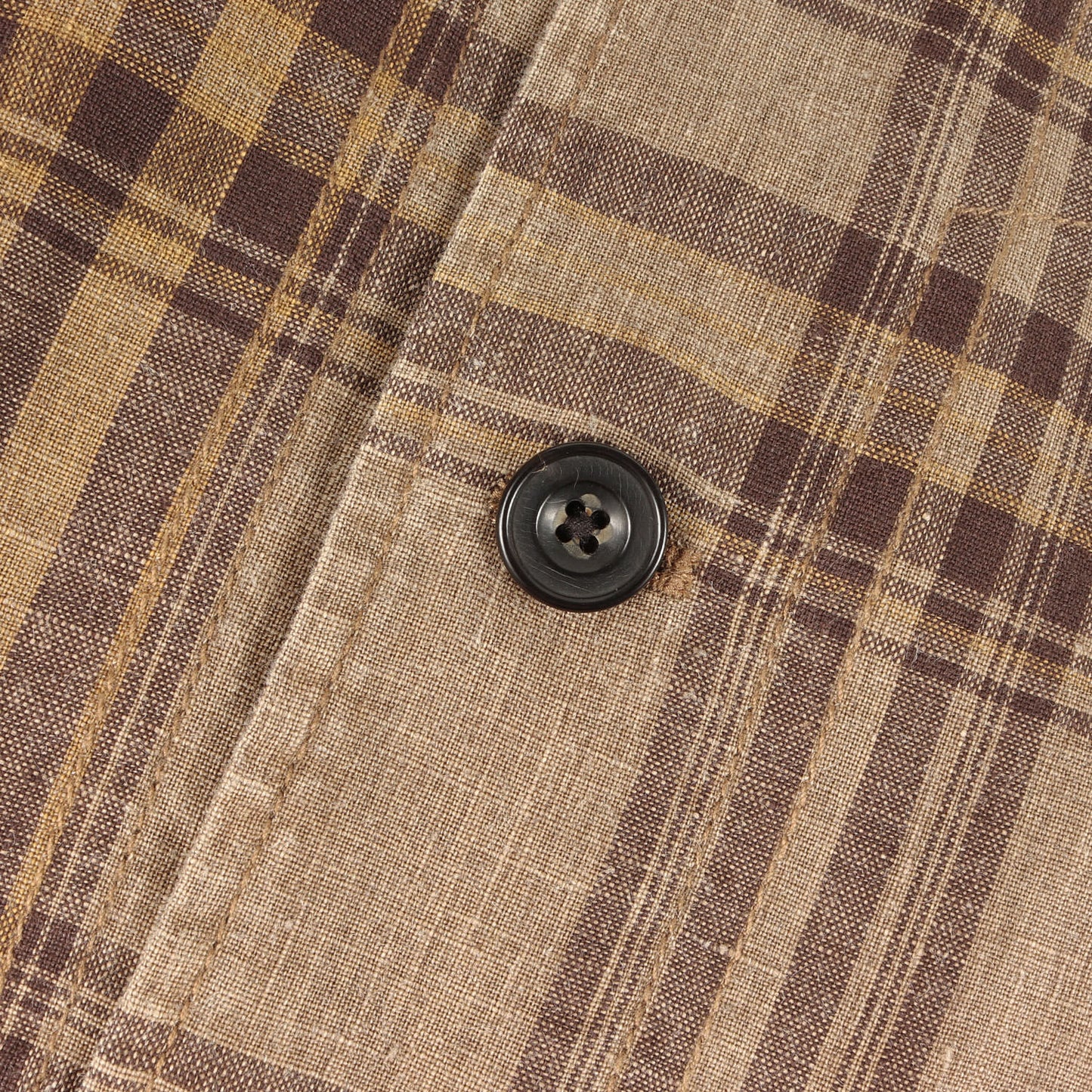 90s クレイジーチェック リネン ショップコート / フィールドジャケット