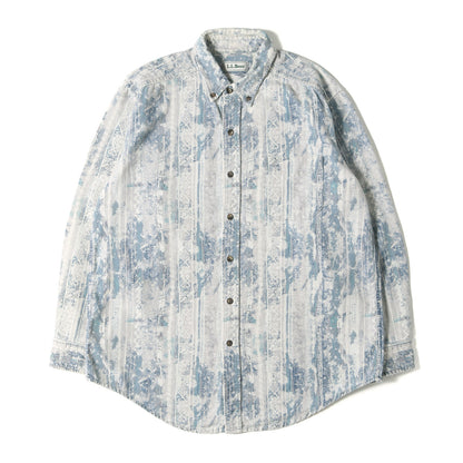90s 総柄 コットンキャンバス ボタンダウンシャツ(USA製)