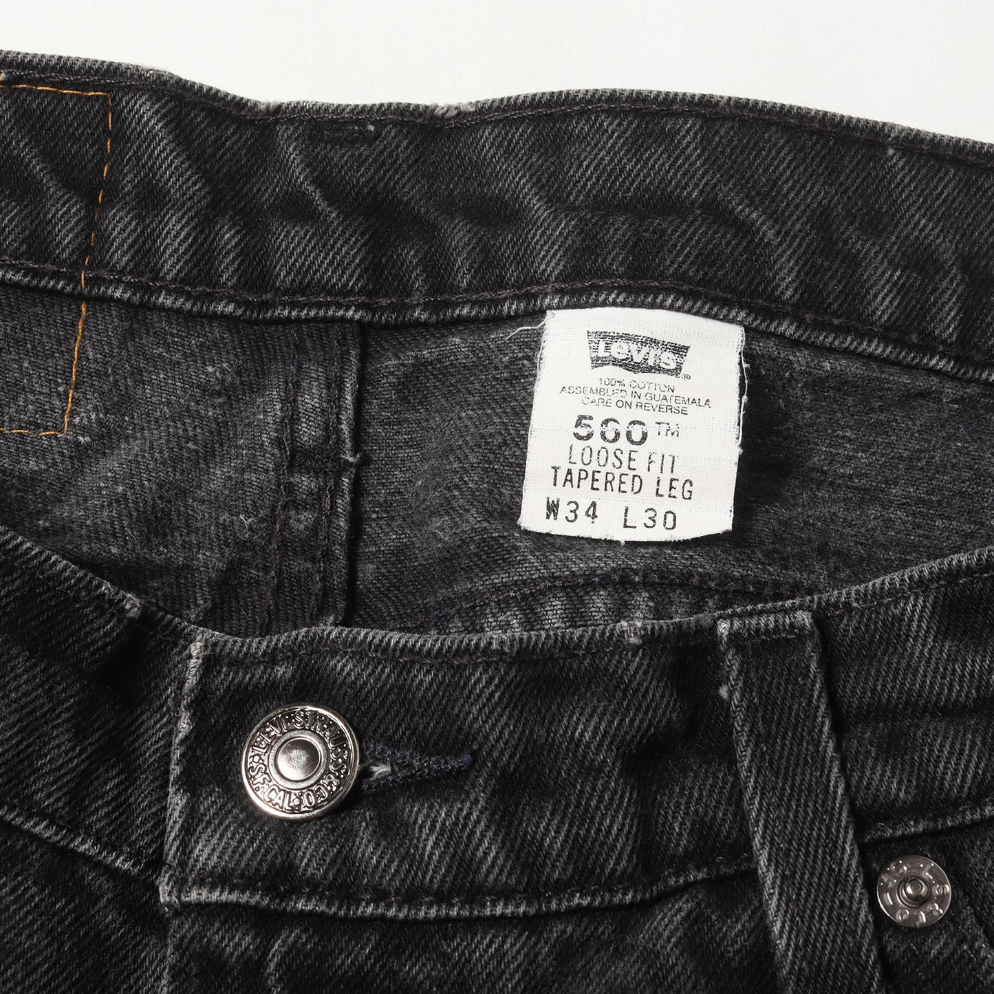 90s 560 後染めブラック ルーズ テーパード デニムパンツ(42560-4159)