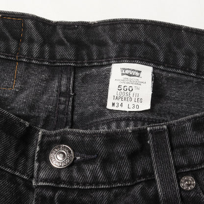 90s 560 後染めブラック ルーズ テーパード デニムパンツ(42560-4159)