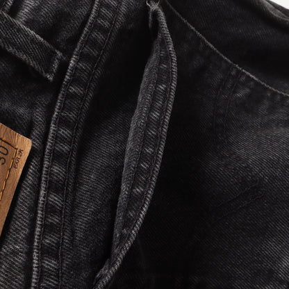 90s 560 後染めブラック ルーズ テーパード デニムパンツ(42560-4159)