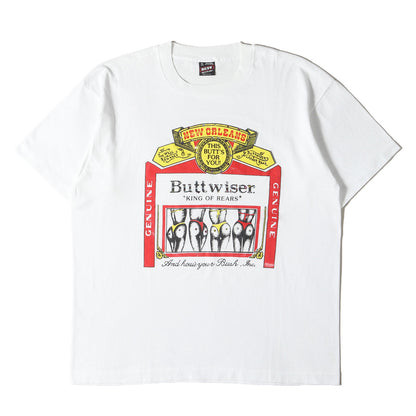 [ラインストーンリメイク品] 90s Buttwiser バドワイザー パロディ Tシャツ USA製