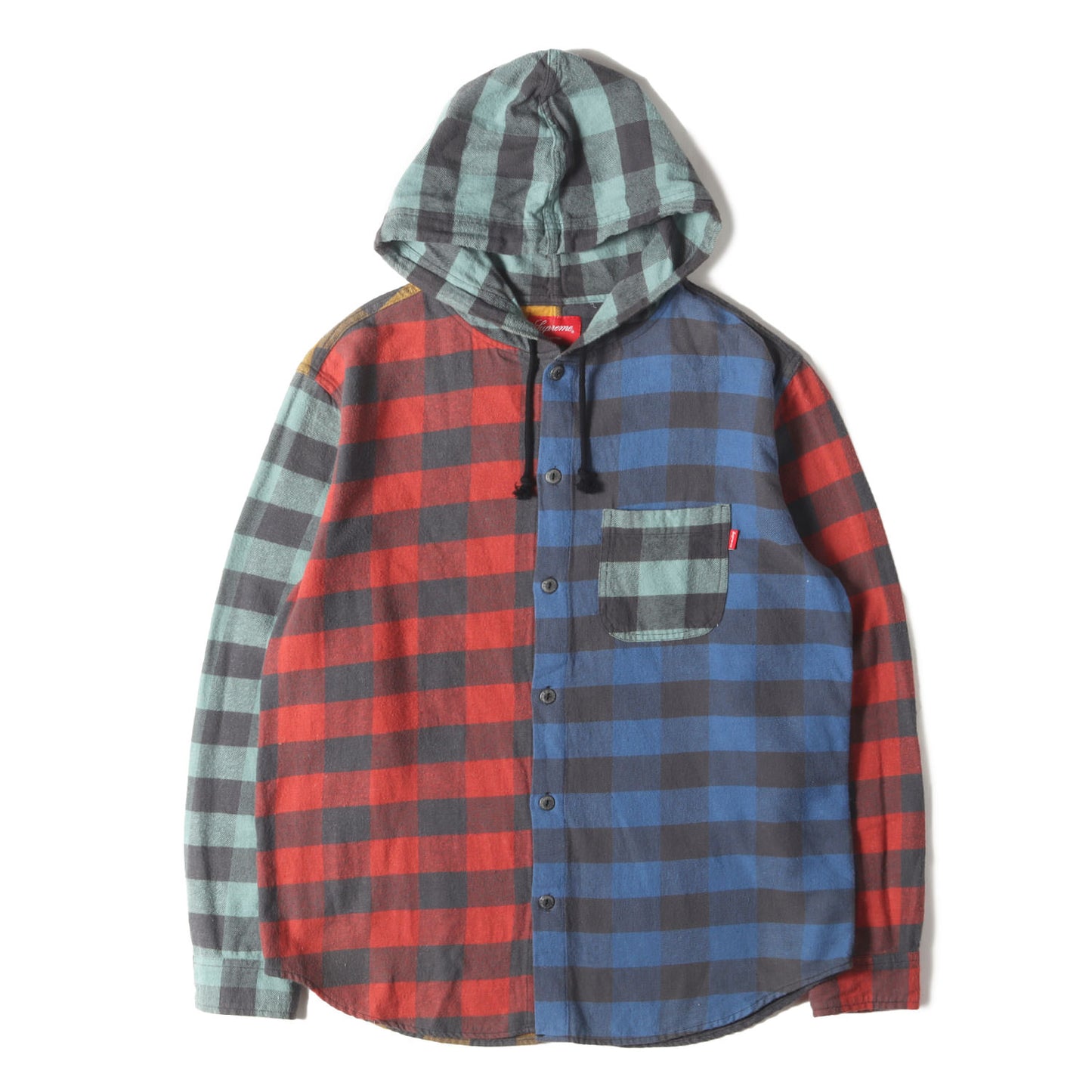 フード付き バッファローチェック フランネルシャツ(Hooded Buffalo Plaid Flannel Shirt)