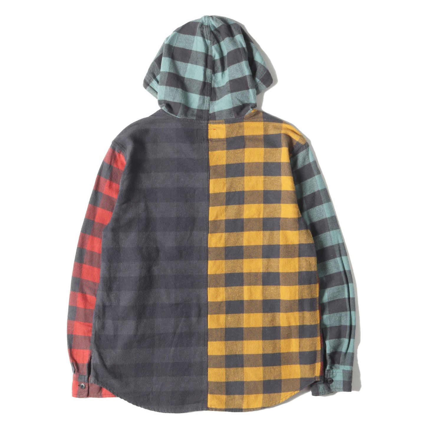 フード付き バッファローチェック フランネルシャツ(Hooded Buffalo Plaid Flannel Shirt)