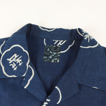 24SS I.C.T 天然染色加工 インディゴ 和柄 オープンカラー 半袖シャツ(COPA SHIRT S/S N.D.)