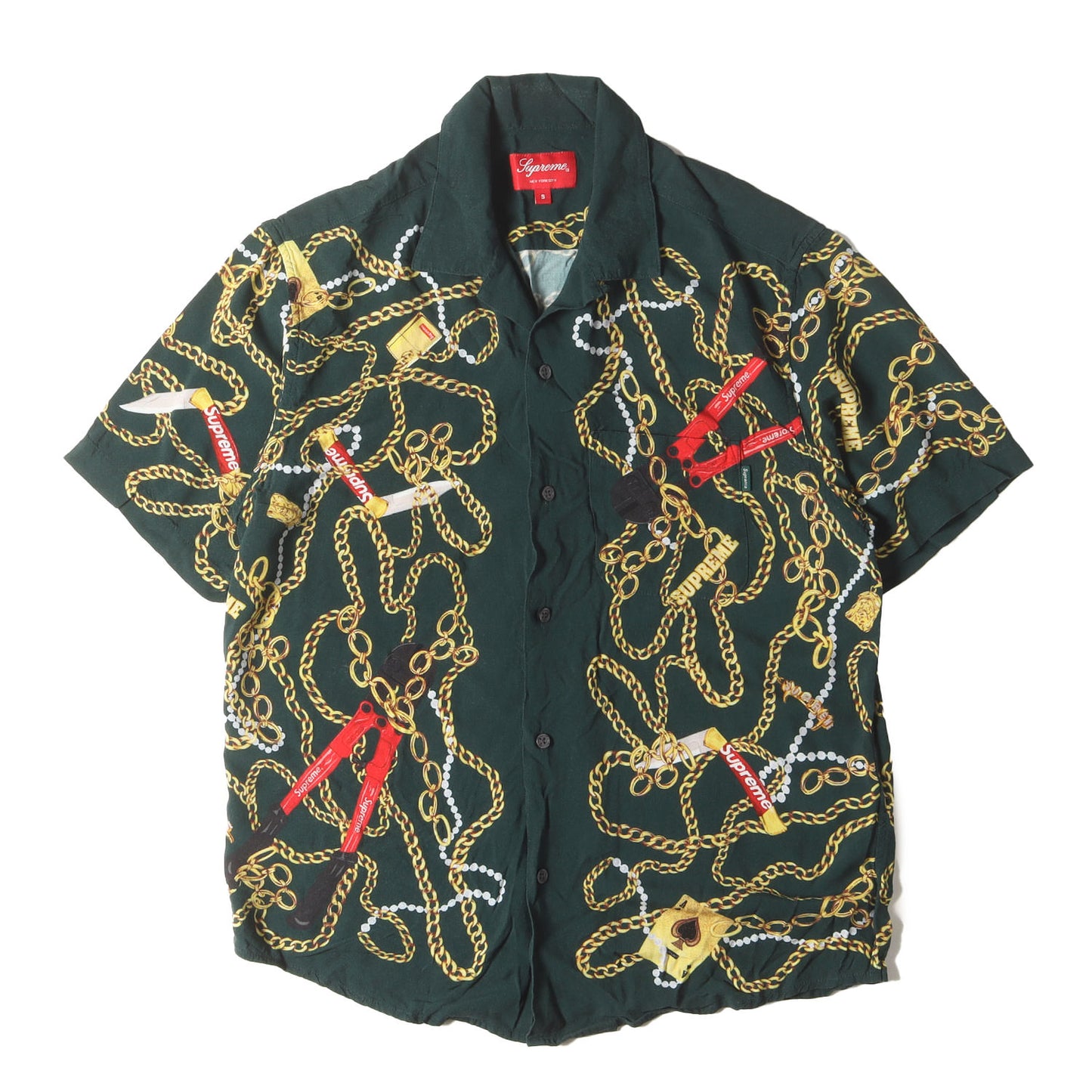 20AW チェーン柄 オープンカラー レーヨン 半袖シャツ(Chains Rayon S/S Shirt)