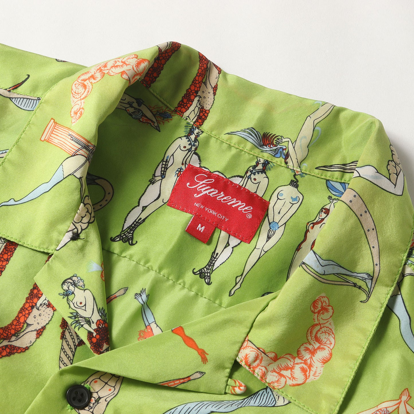 アルファベット柄 オープンカラー シルク 半袖シャツ(Alphabet Silk Shirt)