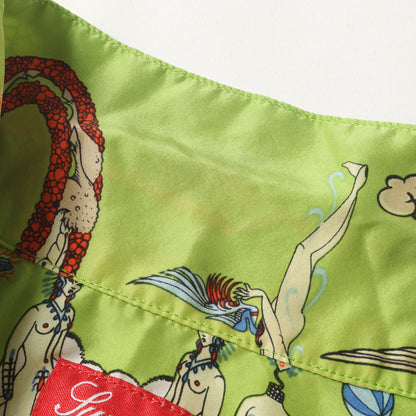 アルファベット柄 オープンカラー シルク 半袖シャツ(Alphabet Silk Shirt)