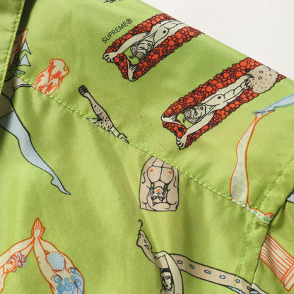 アルファベット柄 オープンカラー シルク 半袖シャツ(Alphabet Silk Shirt)