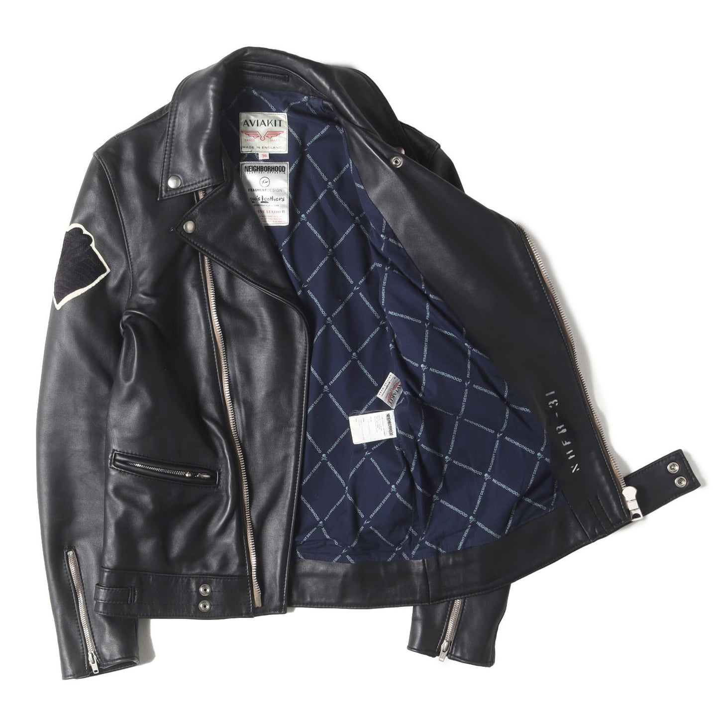 初売り限定 ×Lewis Leathers ×fragment design サイクロン レザー ダブル ライダースジャケット(NHFR.CYCLONE RIGID LL-JKT)