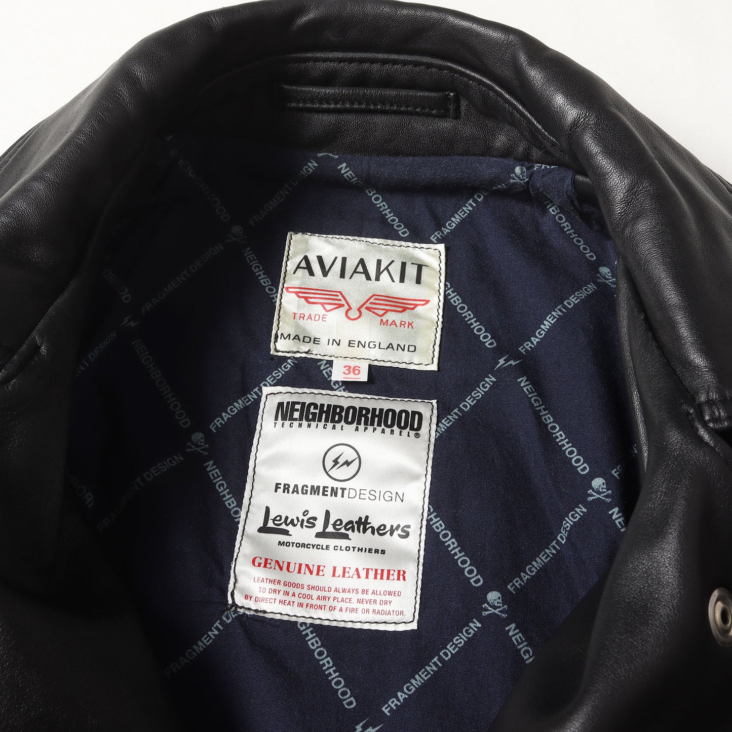 初売り限定 ×Lewis Leathers ×fragment design サイクロン レザー ダブル ライダースジャケット(NHFR.CYCLONE RIGID LL-JKT)