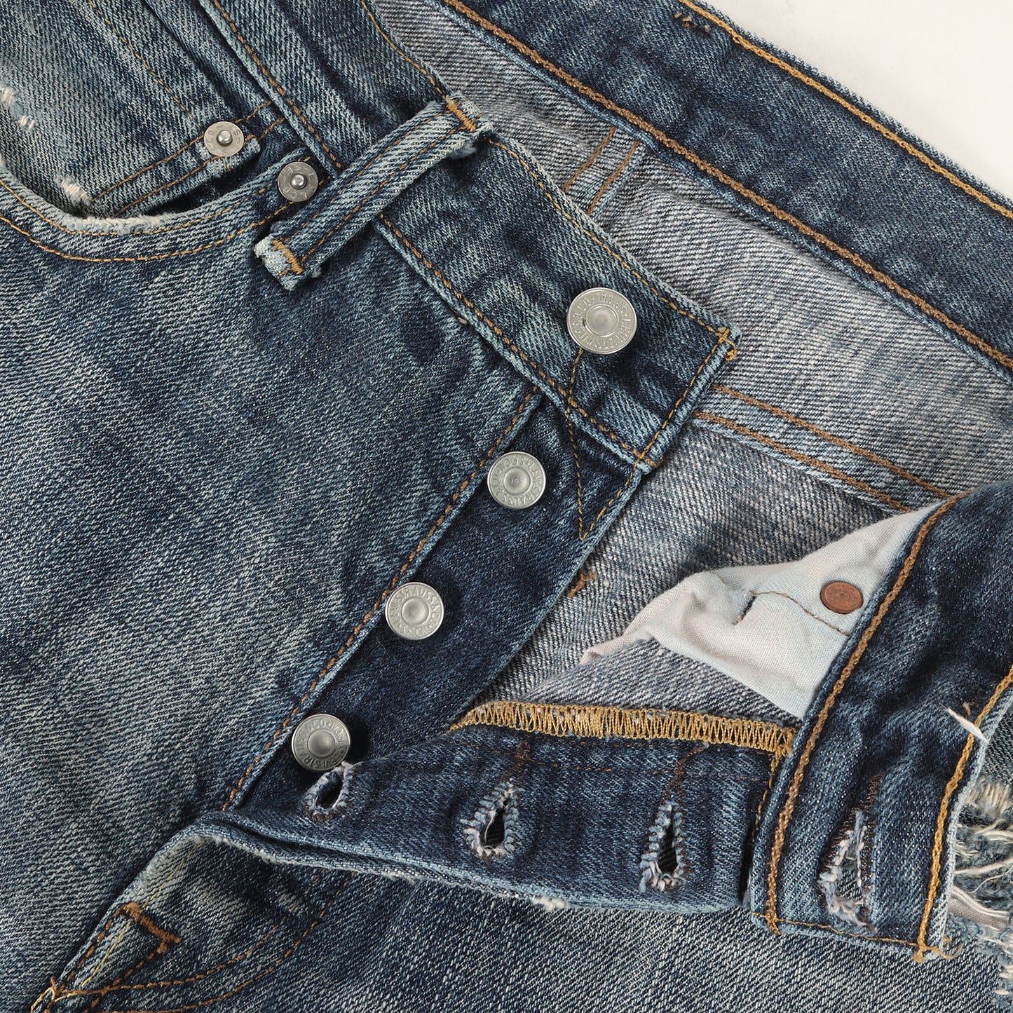×Levi's あともす&みいね 501 ダメージリペア加工 デニムパンツ