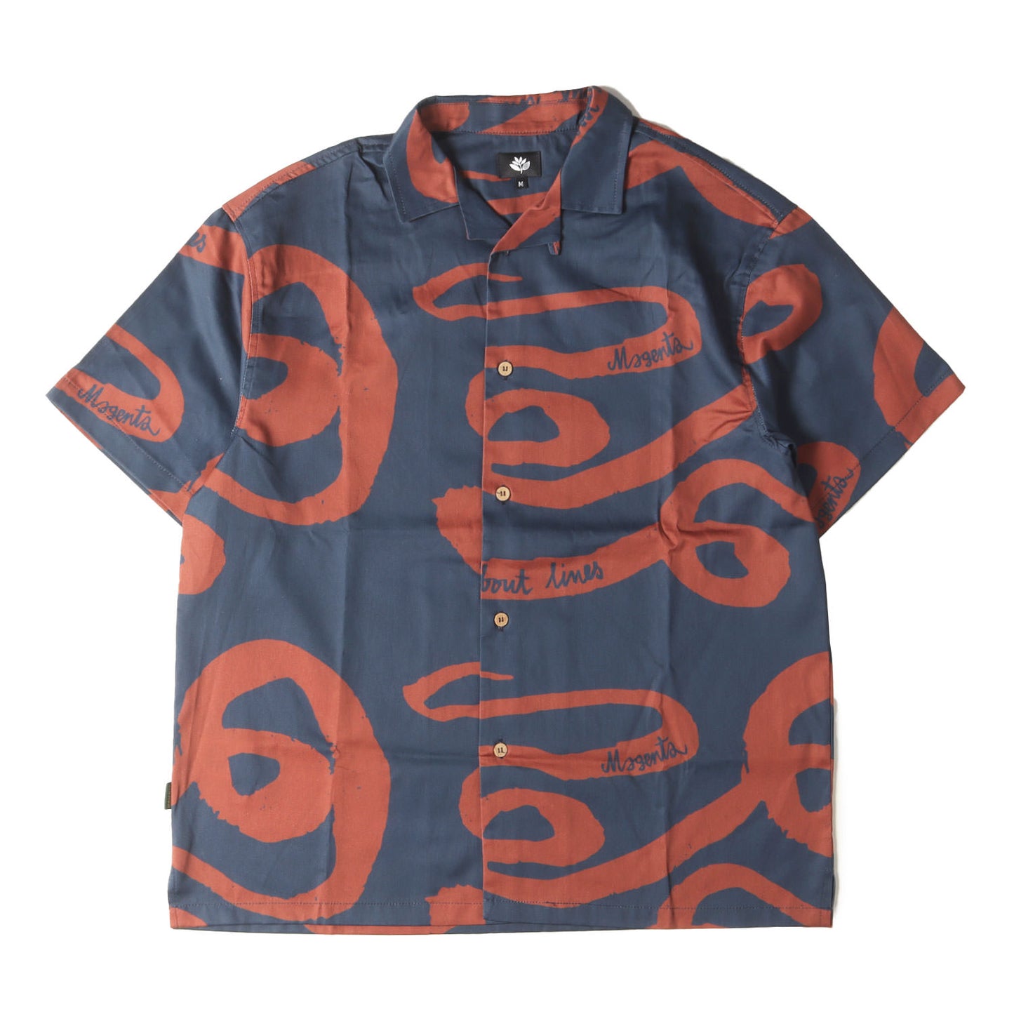 24SS 総柄グラフィック オープンカラー 半袖シャツ(LINES SHIRT)