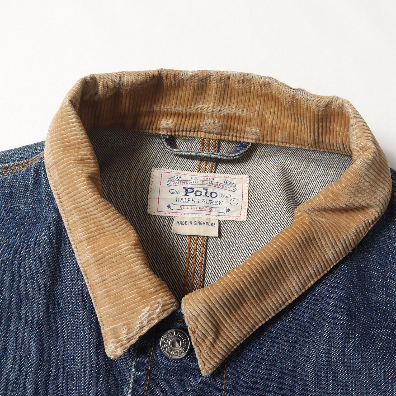 90s 白タグ 襟コーデュロイ デニムジャケット - ブランド古着の通販