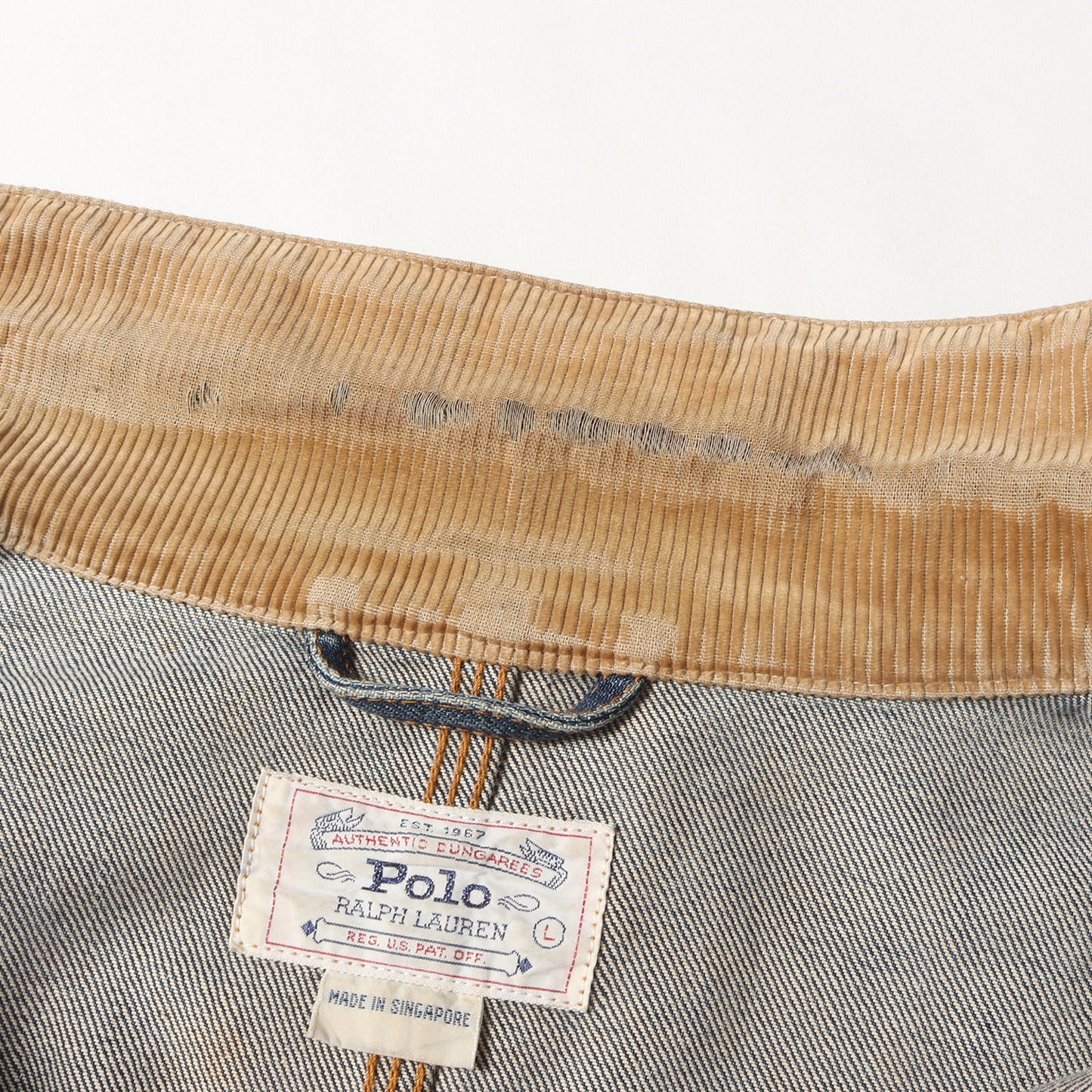 90s 白タグ 襟コーデュロイ デニムジャケット