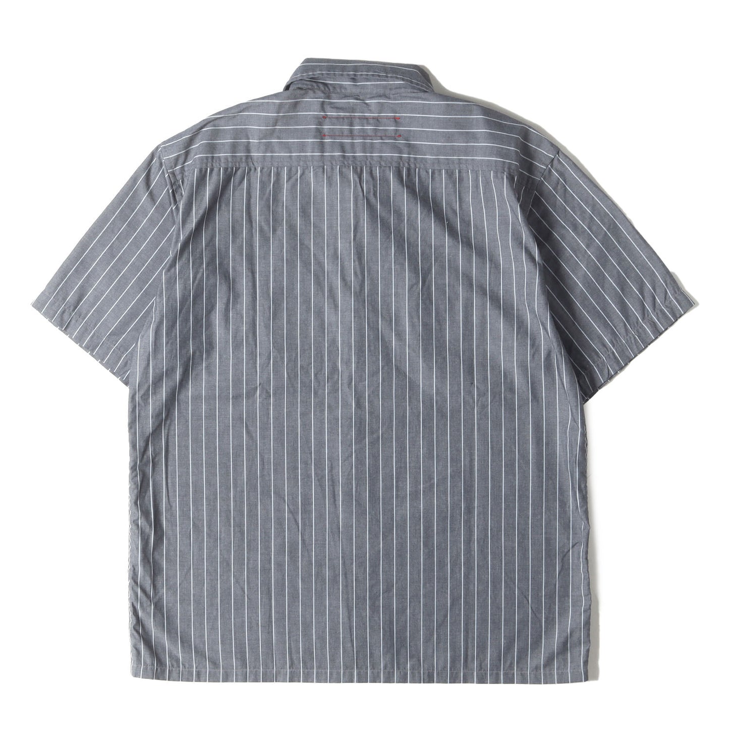 00s ワッペン付き ストライプ ワーク 半袖シャツ