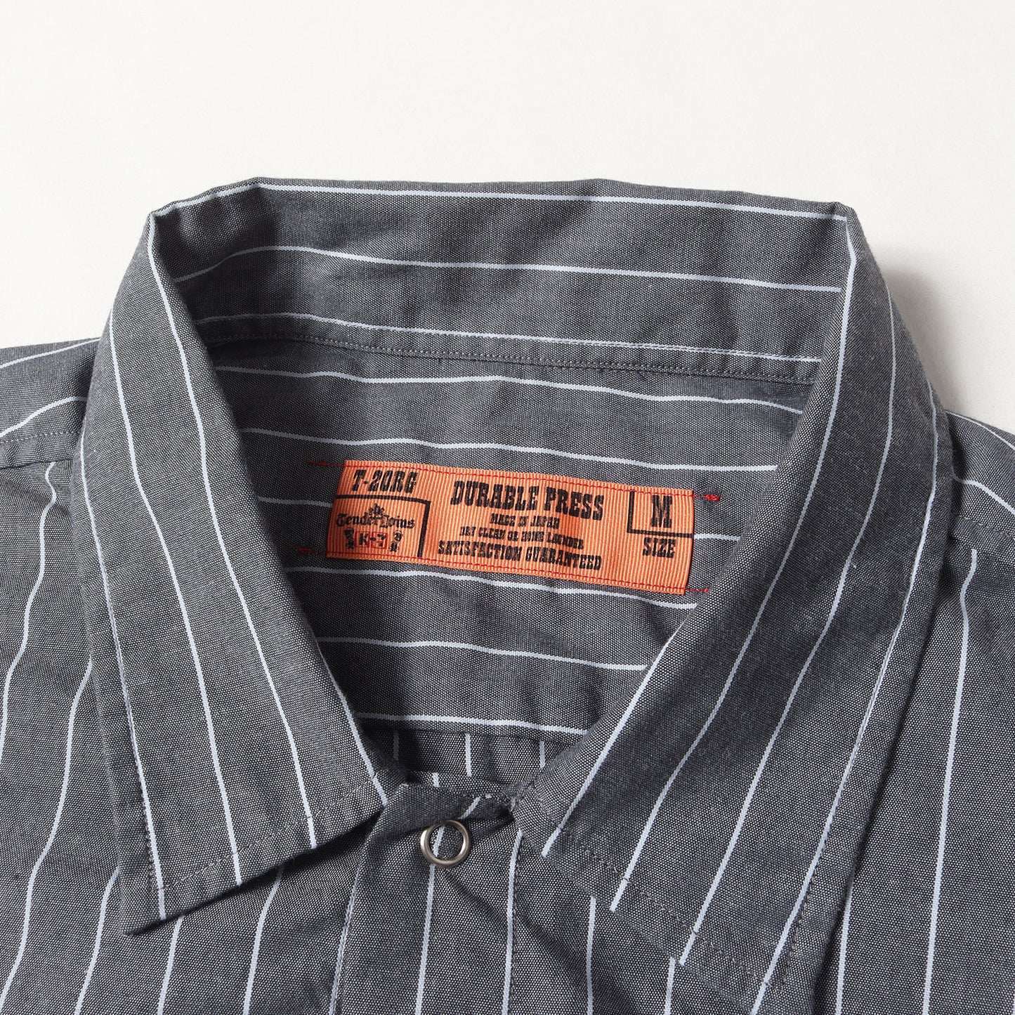 00s ワッペン付き ストライプ ワーク 半袖シャツ