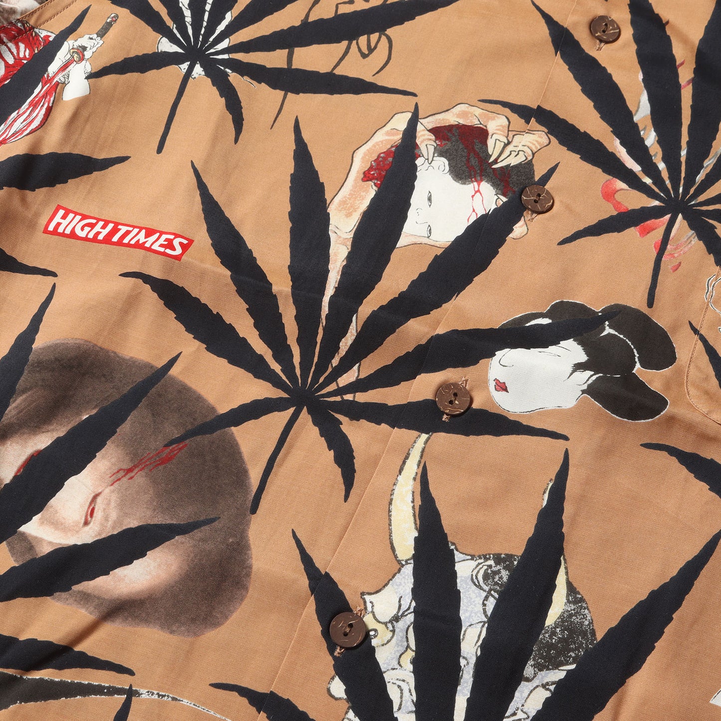 24SS ×HIGHTIMES マリファナ&百鬼夜行図浮世絵 レーヨン アロハシャツ(S/S HAWAIIAN SHIRT)