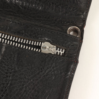 クロスボタン ウェーブ ヘビーレザー ロングウォレット / 長財布(WAVE WALLET CROSS BUTTON)