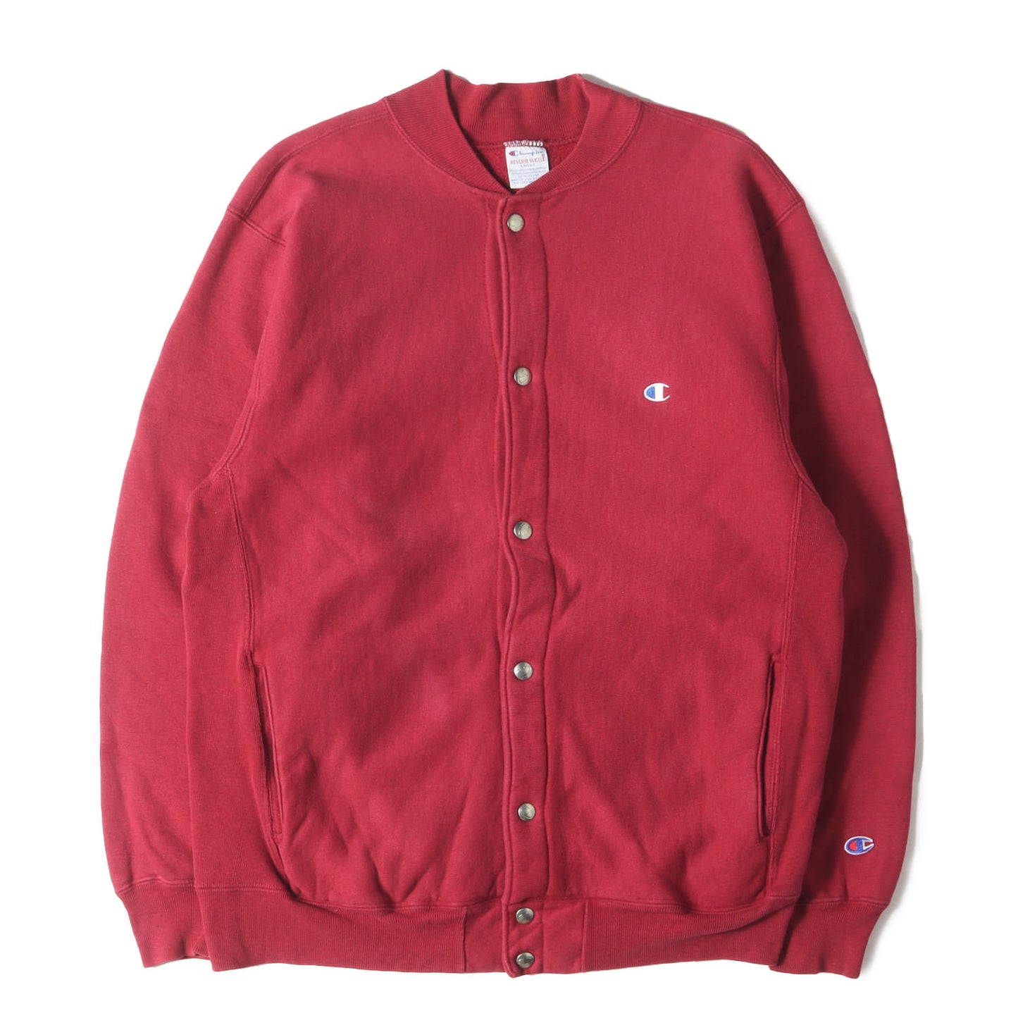 [人気モデル 刺繍タグ] 90s スナップボタン リバースウィーブ スウェット カーディガン USA製