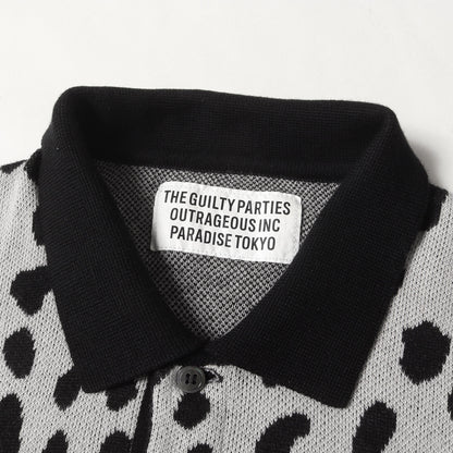 24SS レオパード柄 ジャガード ニット ポロシャツ(LEOPARD KNIT POLO SHIRT)
