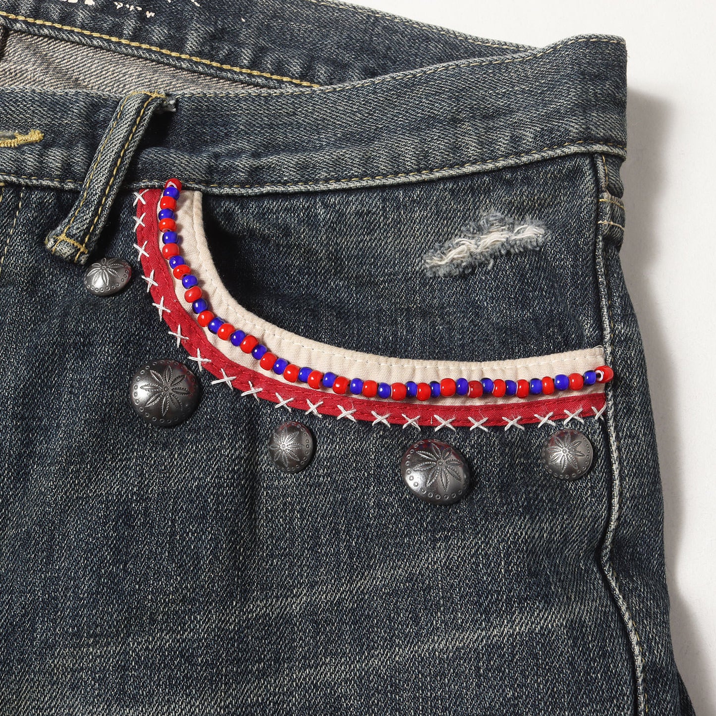 ビーズ サベージ ミディアム デニムパンツ(BEADED SAVAGE. MID / 14OZ-PT)