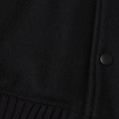 クロスロゴ 袖レザー メルトン スタジャン