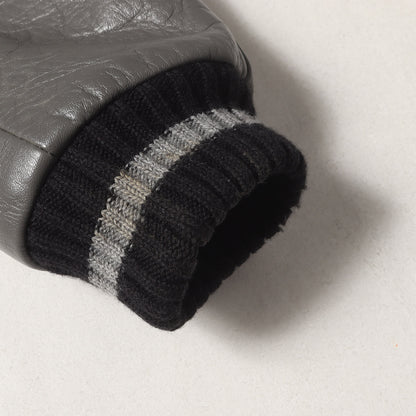 クロスロゴ 袖レザー メルトン スタジャン