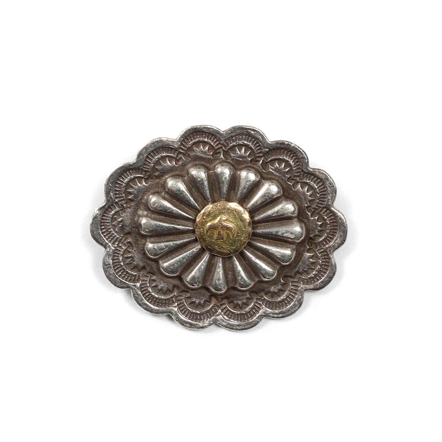 金メタル付き オーバル型 フラワーコンチョ