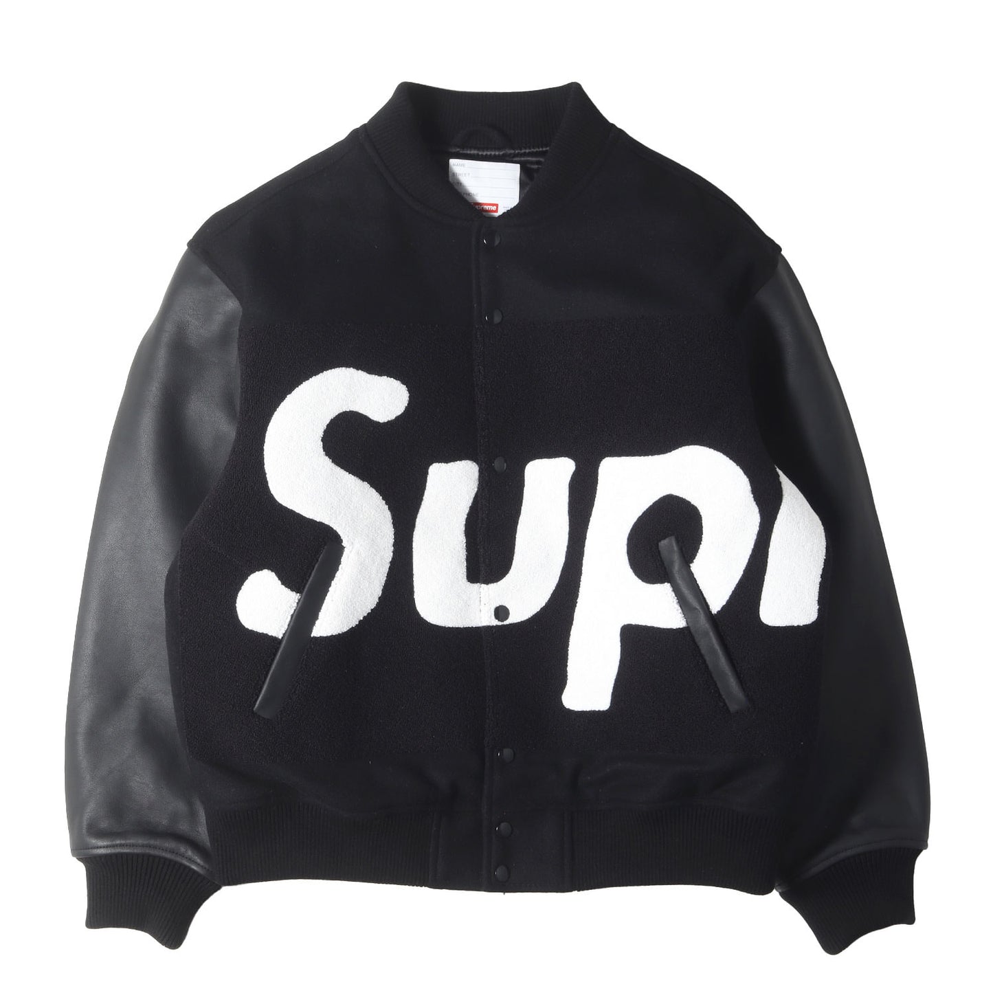 24SS ビッグロゴ 袖レザー メルトン バーシティジャケット / スタジャン(Big Logo Chenille Varsity Jacket)