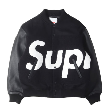 24SS ビッグロゴ 袖レザー メルトン バーシティジャケット / スタジャン(Big Logo Chenille Varsity Jacket)