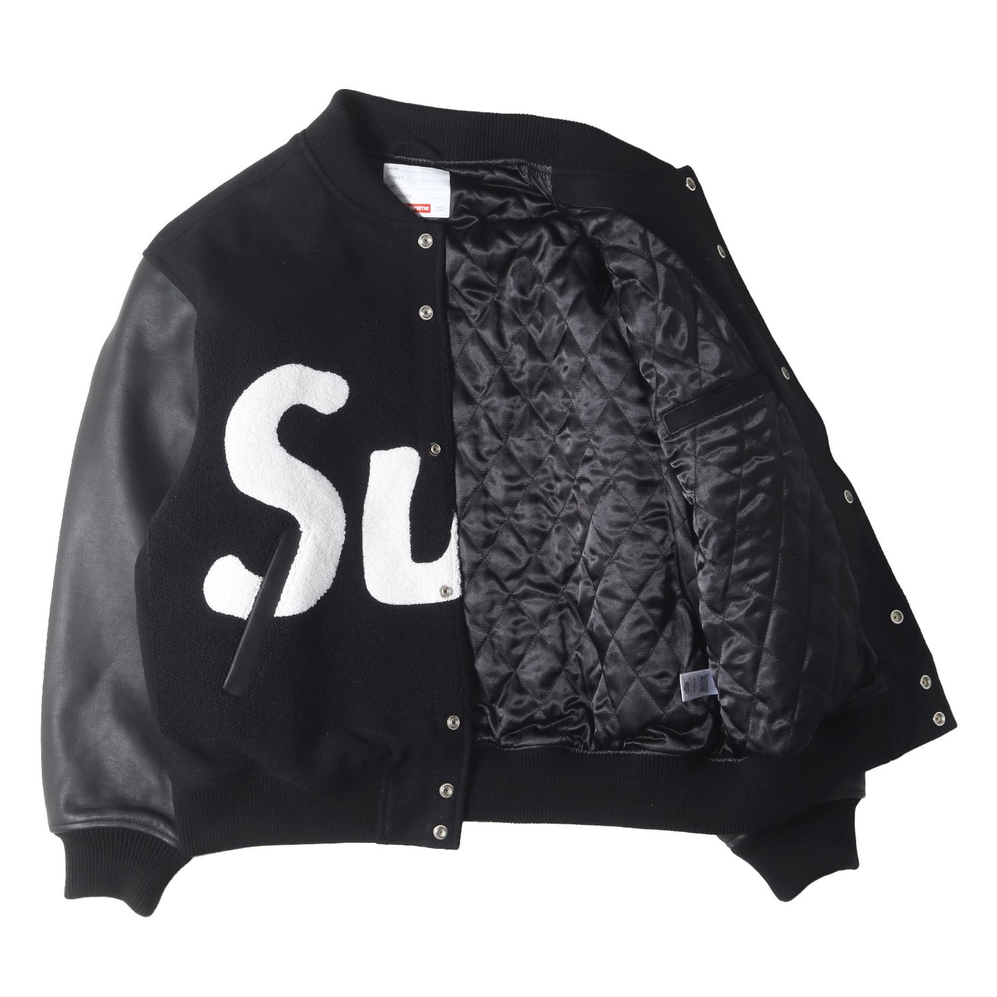 24SS ビッグロゴ 袖レザー メルトン バーシティジャケット / スタジャン(Big Logo Chenille Varsity Jacket)