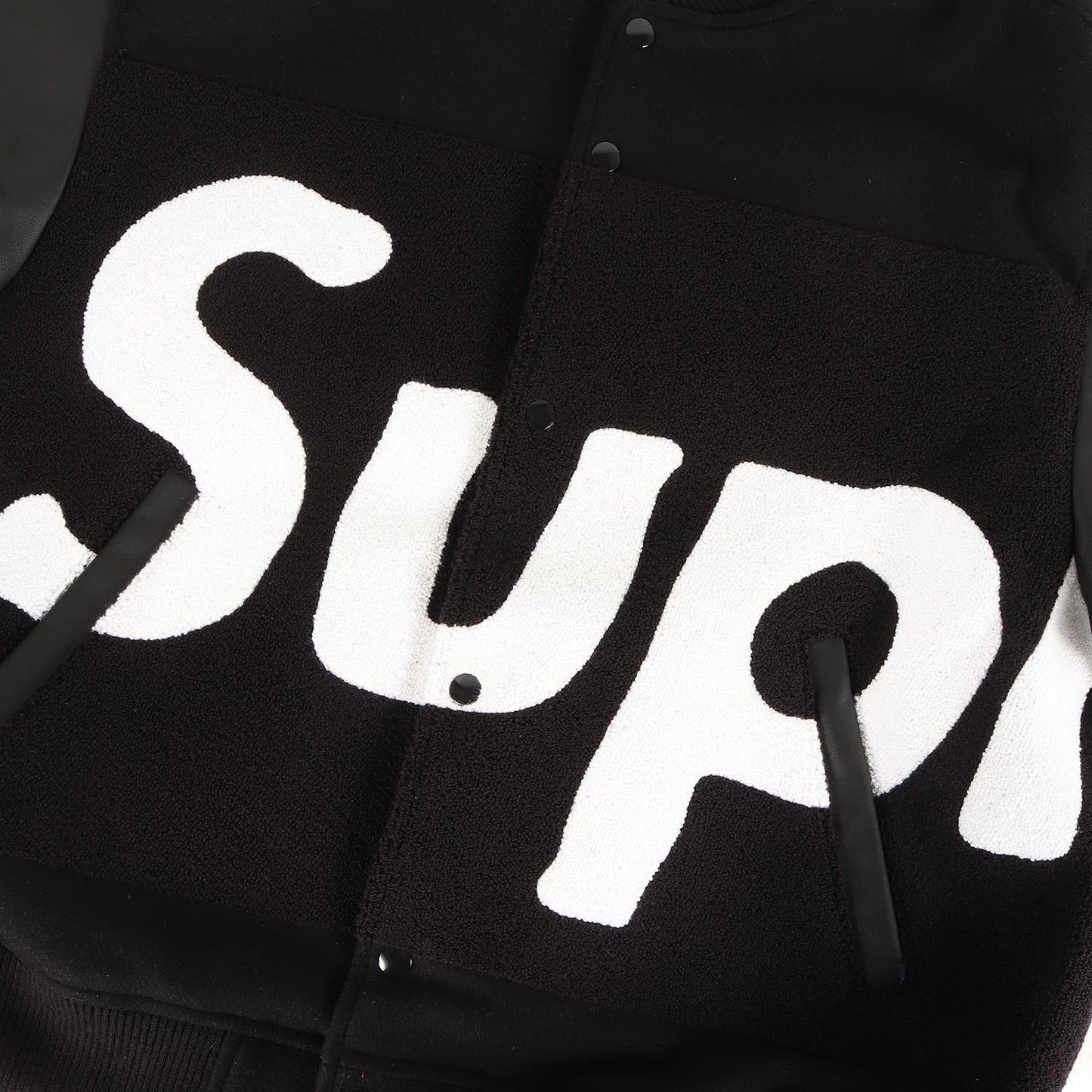 24SS ビッグロゴ 袖レザー メルトン バーシティジャケット / スタジャン(Big Logo Chenille Varsity Jacket)