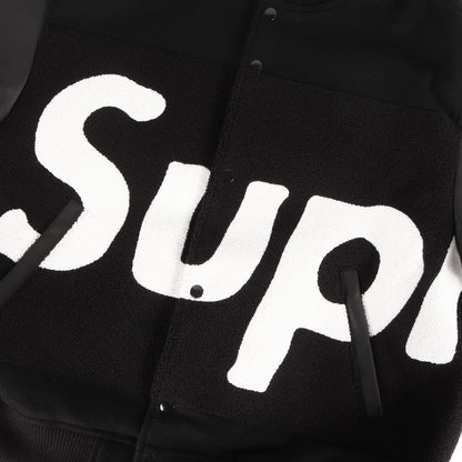 24SS ビッグロゴ 袖レザー メルトン バーシティジャケット / スタジャン(Big Logo Chenille Varsity Jacket)