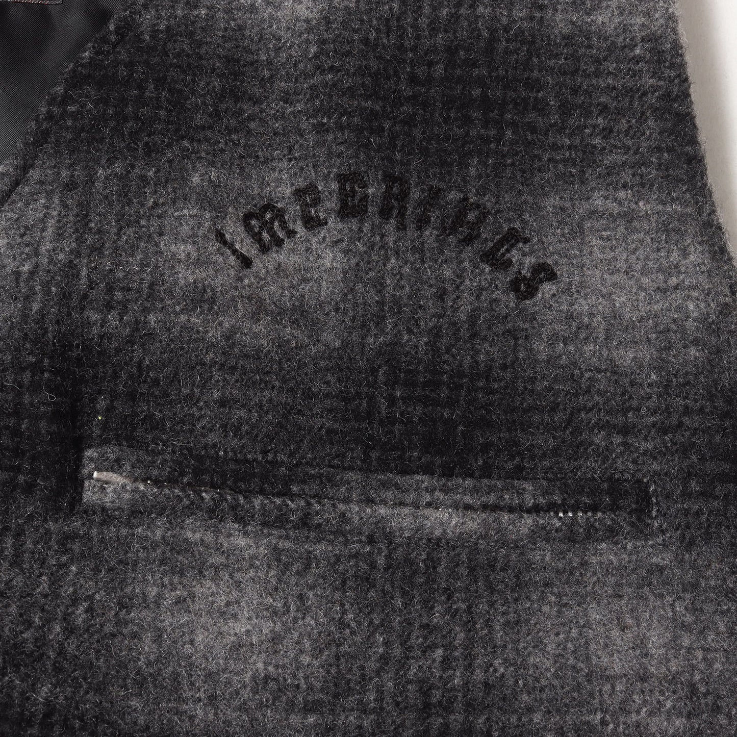 オンブレチェック 裏地キルティング ウール ベスト