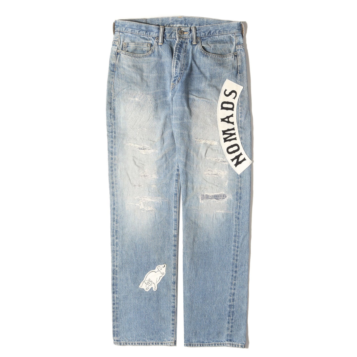 NOMADSパッチ付き ダメージ加工 デニムパンツ