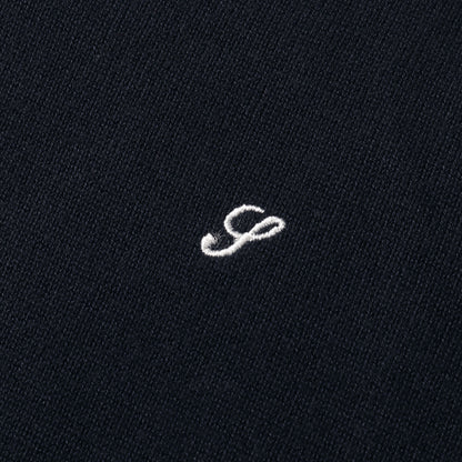 ワンポイント刺繍 Vネック コットンニット セーター(V-Neck Sweater)