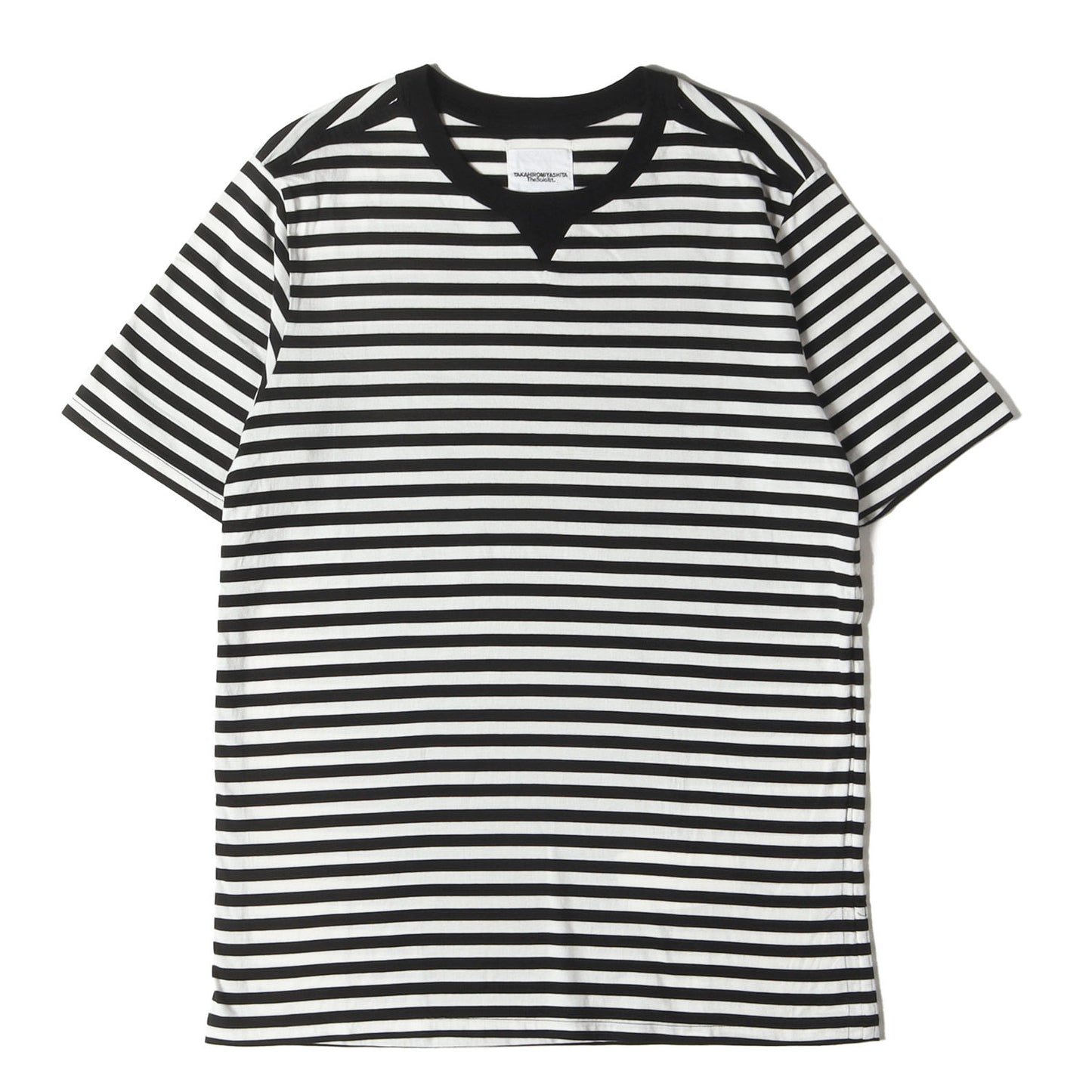 ボーダーライン 前V クルーネック Tシャツ(crew neck s s striped tee)