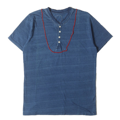 ビーズ付き インディゴ ヘンリーネック Tシャツ(INDIGO BEADS TEE HENLEY S/S)