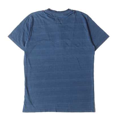 ビーズ付き インディゴ ヘンリーネック Tシャツ(INDIGO BEADS TEE HENLEY S/S)