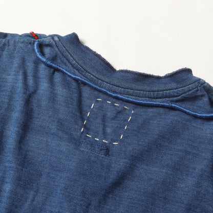 ビーズ付き インディゴ ヘンリーネック Tシャツ(INDIGO BEADS TEE HENLEY S/S)