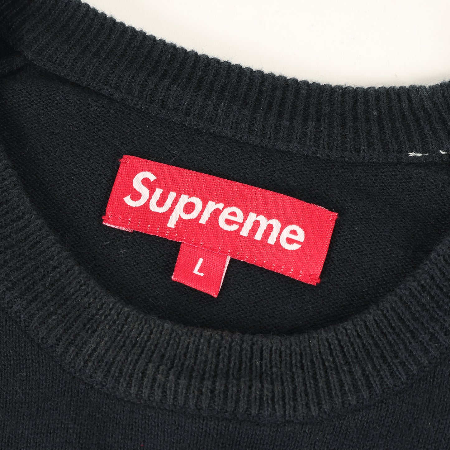 ワンポイント刺繍 コットンニット セーター