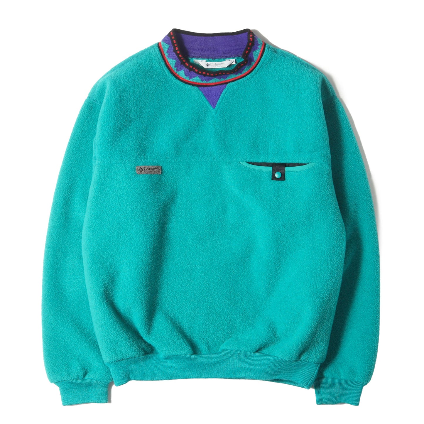 90s リブ総柄 フリース スウェット USA製