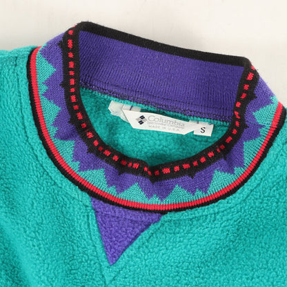 90s リブ総柄 フリース スウェット USA製