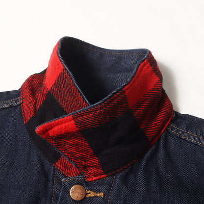 24AW ×Wrangler 裏地チェックネル デニム トラッカージャケット(DENIM TRUCKER JACKET)