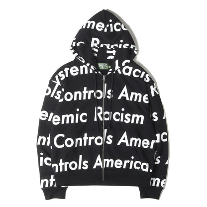 24SS ×Arthur Jafa メッセージロゴ柄 ジップ スウェットパーカー(Systemic Racism Controls America Zip Up Hoodie)