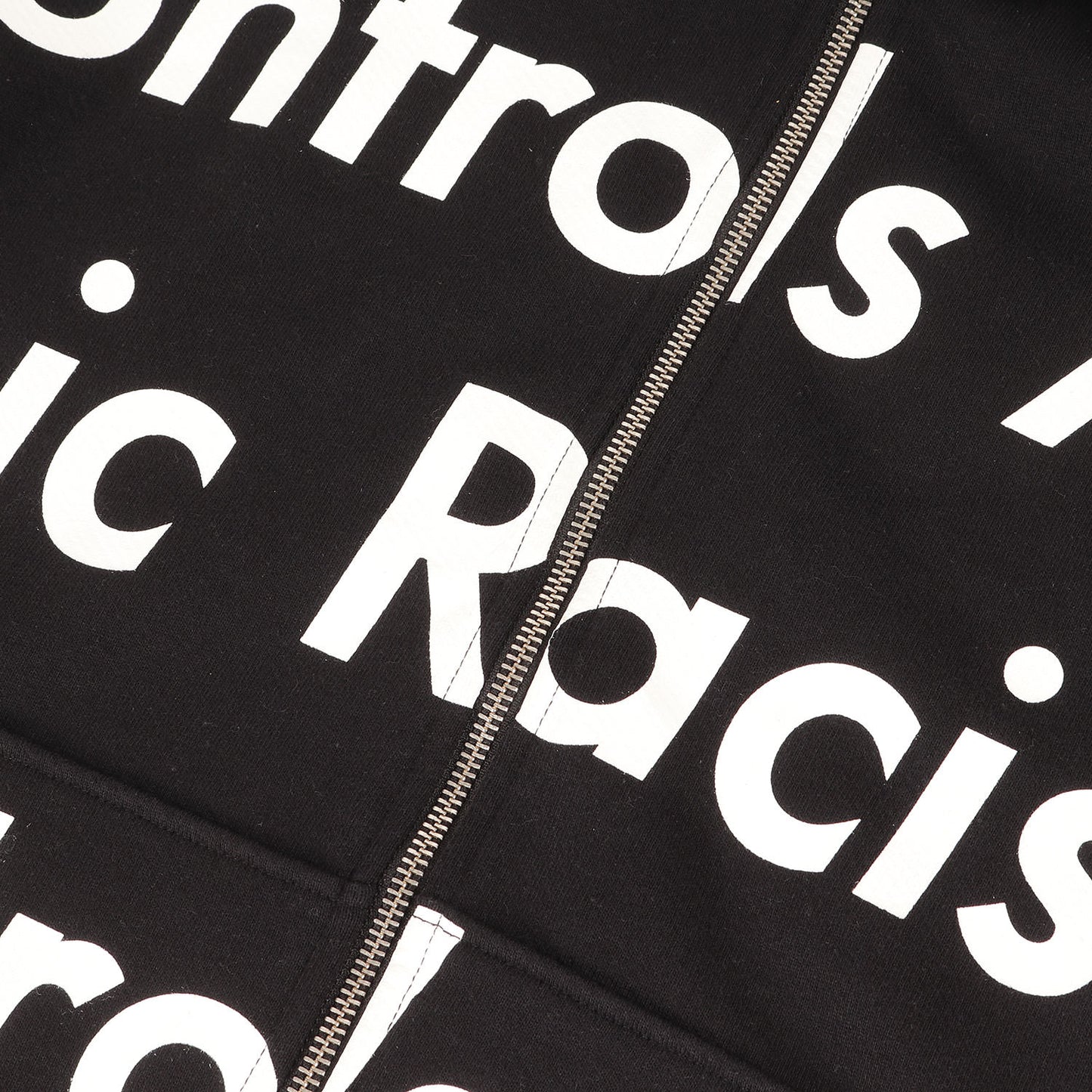 24SS ×Arthur Jafa メッセージロゴ柄 ジップ スウェットパーカー(Systemic Racism Controls America Zip Up Hoodie)