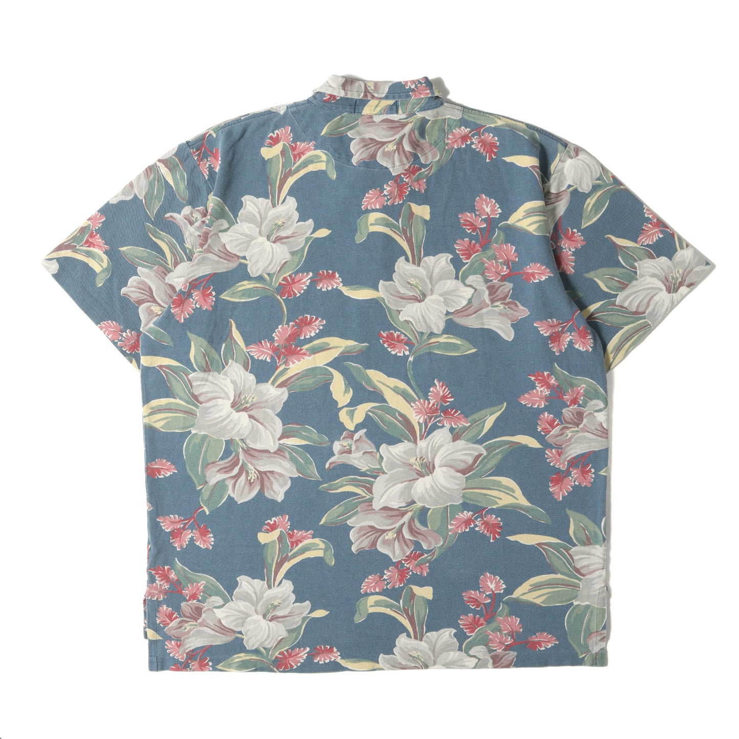 [ポニーなし] 90s 総柄 フラワー 鹿の子 ポロシャツ USA製 / 花柄 ボタニカル ハイビスカス