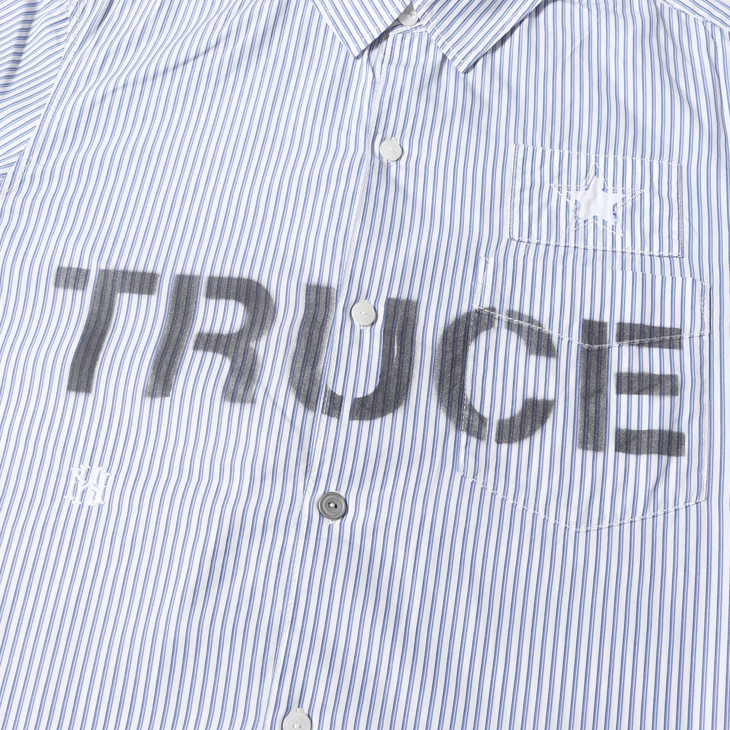 ステンシルロゴ ストライプ コットンシャツ