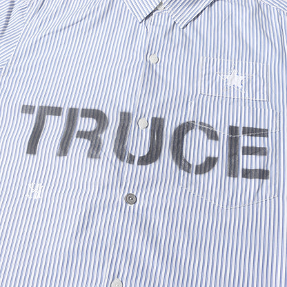 ステンシルロゴ ストライプ コットンシャツ